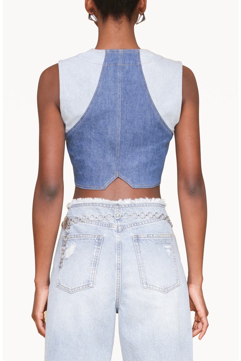 Colorblock Denim Vest, Alternate, color, TERRA LIGHT-MEDIUM BLUE WASH