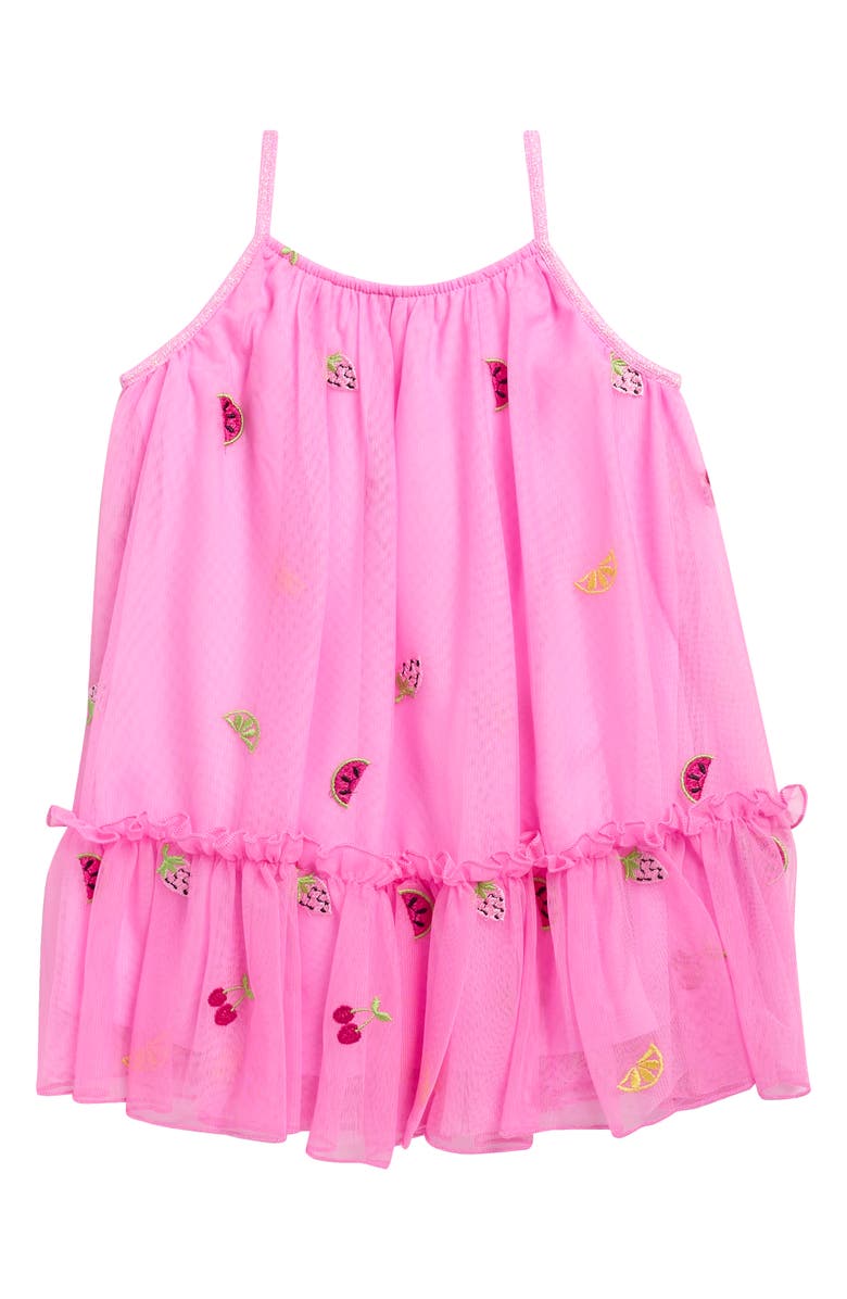 Zunie Kids' Fruit Embroidered Fluffy Dress, Main, color, Pink