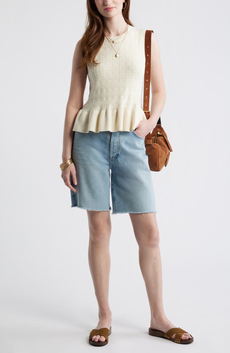 Treasure & Bond Pointelle Peplum Sleeveless Sweater, Alternate, color, Ivory Dove