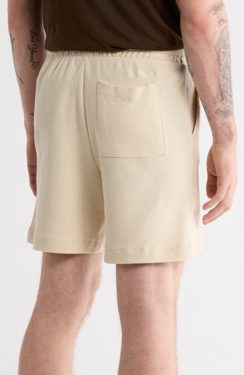 DENIM AND FLOWER Textured Cotton Pull-On Shorts, Alternate, color, Sand