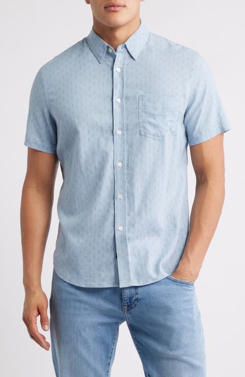 Carson Short Sleeve Stretch Linen Blend Button-Up Shirt
