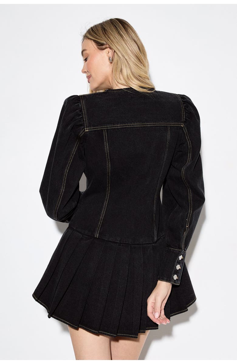 MissPap Premium Denim Balloon Sleeve Dress, Alternate, color, Washed Black