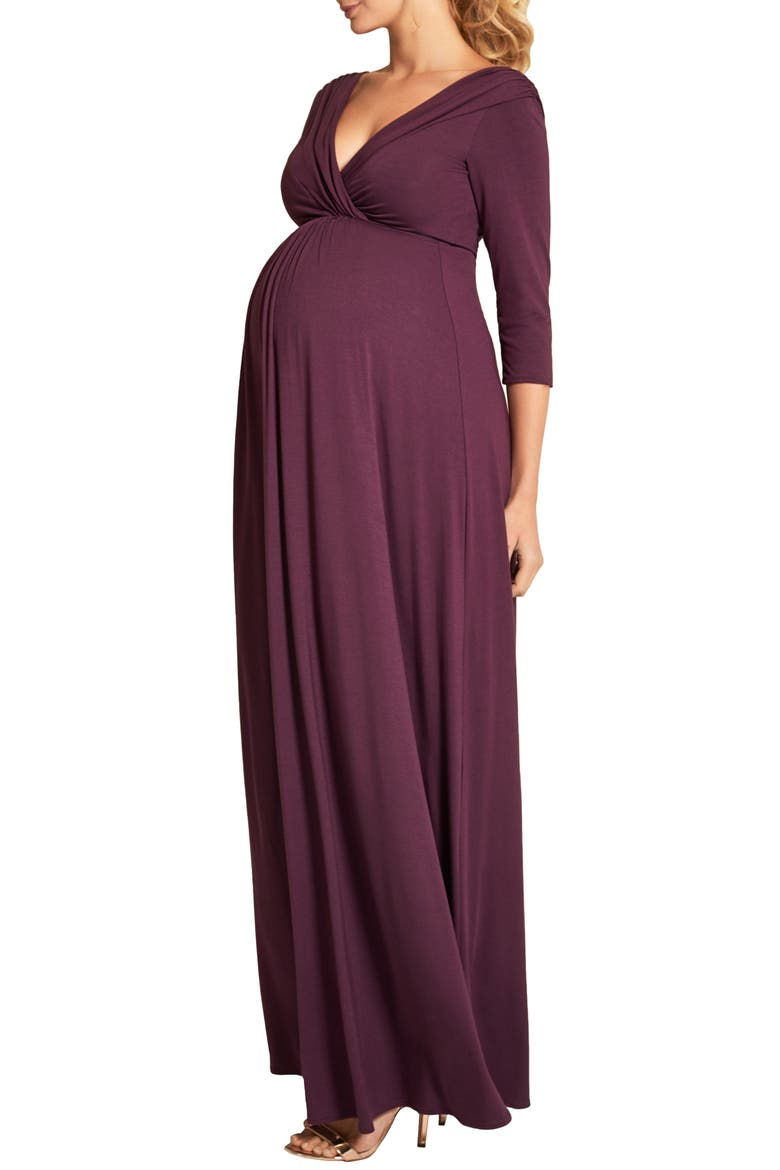 Willow Maternity Gown, Alternate, color, CLARET