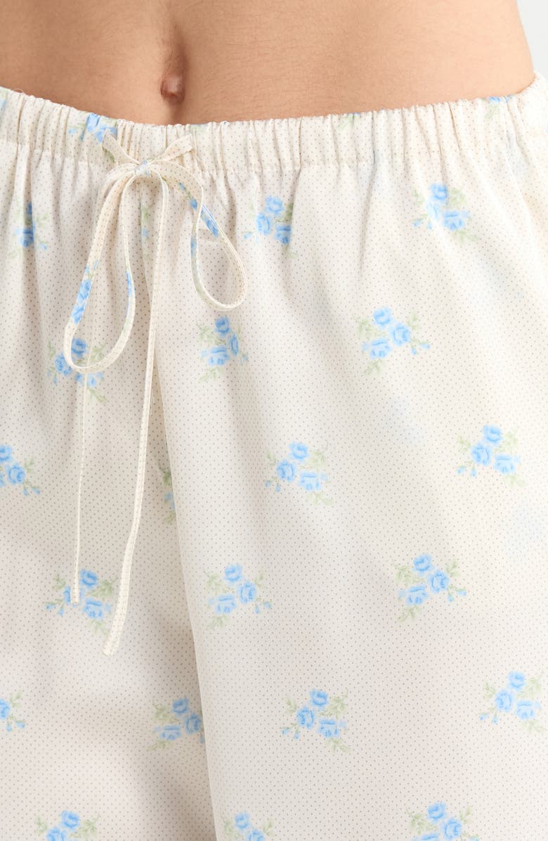 Etam Noreen Floral Mesh Pajama Pants, Main, color, Print Ecru Backgr