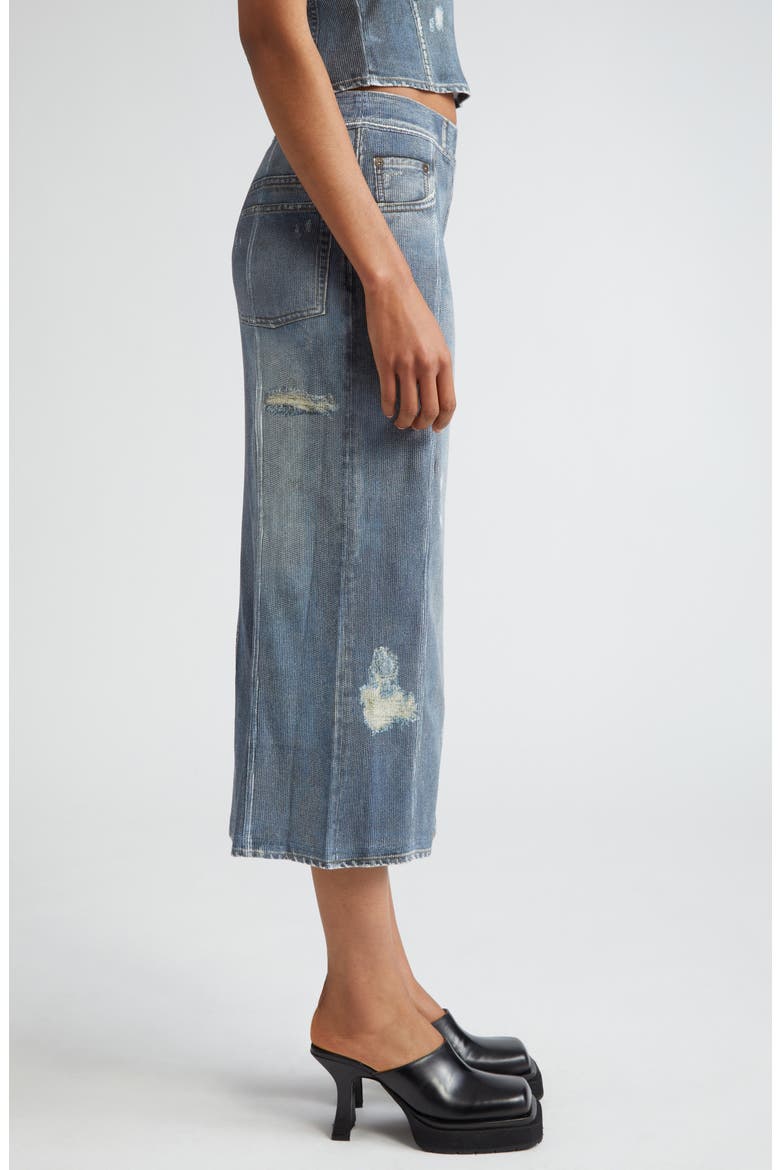 Etty Denim Trompe l'Oeil Cotton Midi Skirt, Alternate, color, DENIM BLUE