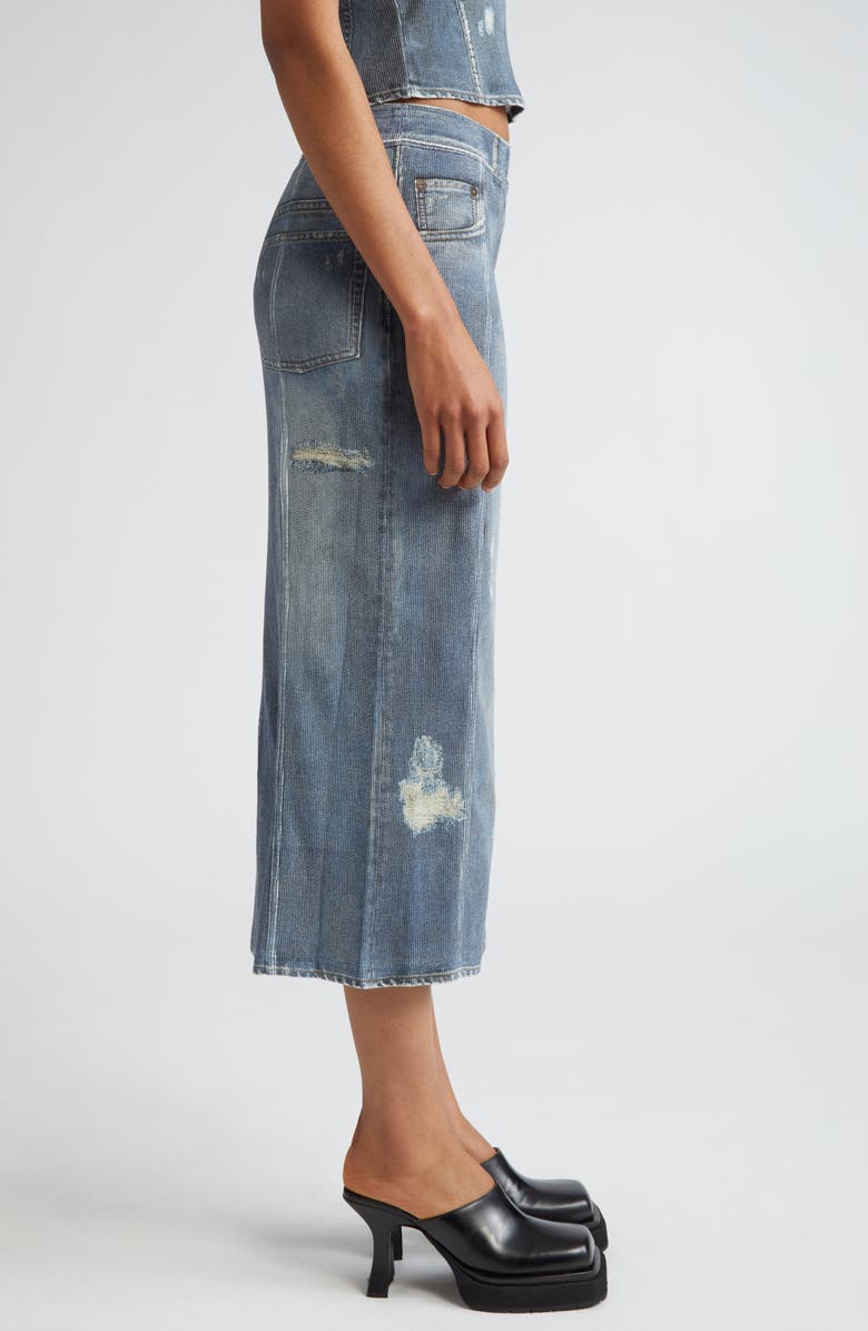 Acne Studios Etty Denim Trompe l'Oeil Cotton Midi Skirt, Alternate, color,