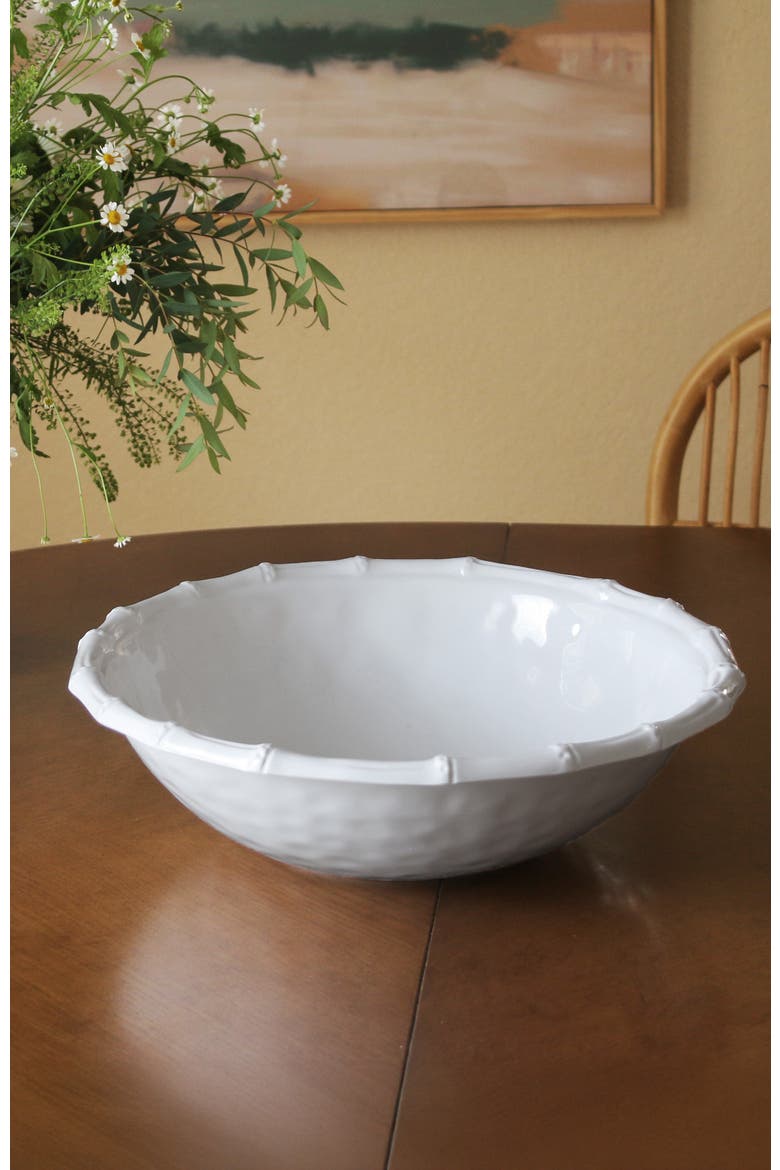 Vida Cane Large Salad Bowl, Alternate, color, White