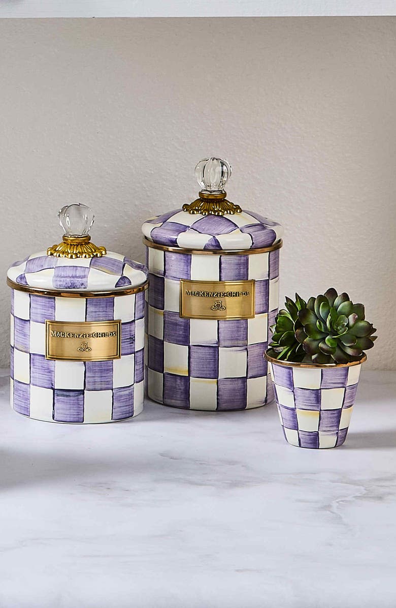 MACKENZIE CHILDS Violet Check Canister, Alternate, color, Violet