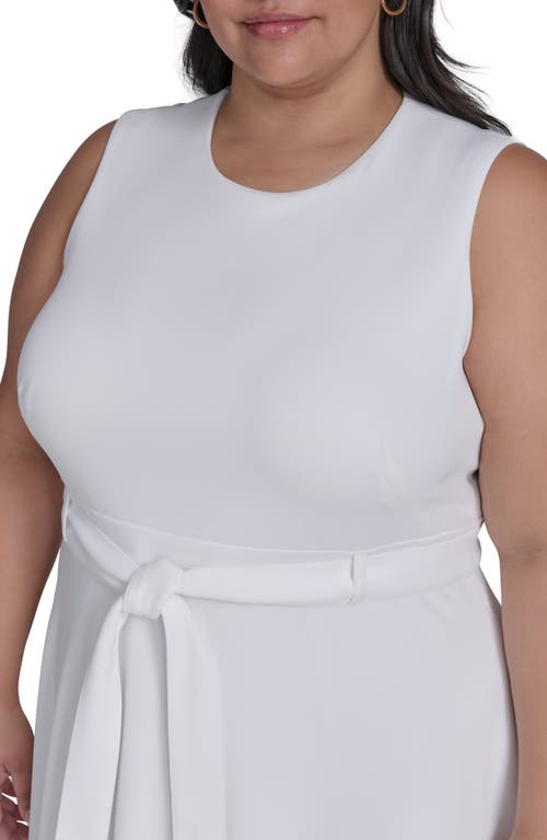 Shop Calvin Klein Tie Scuba Crepe Midi Dress In Cream