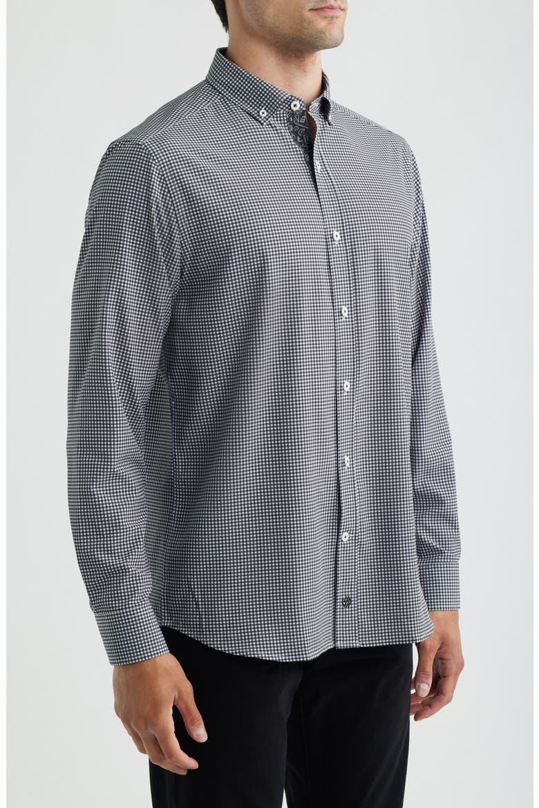 XC+™ Performance Game Day Gingham Button-Up Shirt, Alternate, color, BLACK