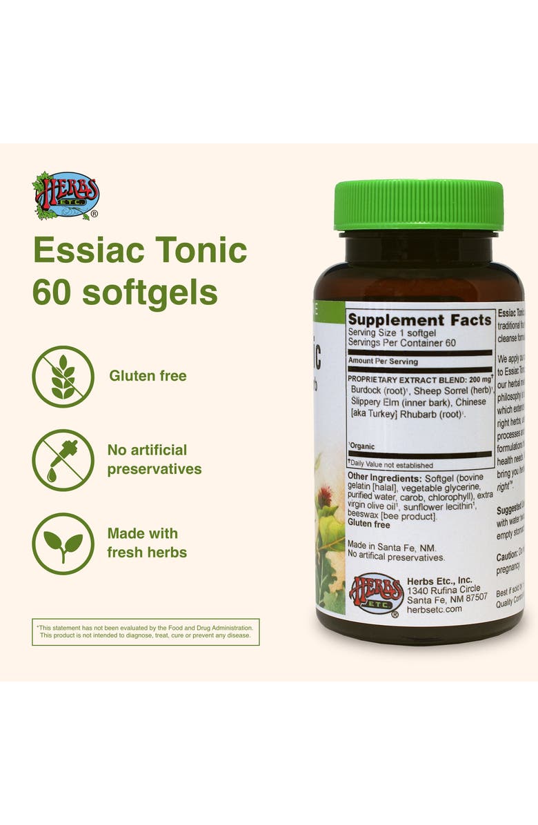 Herbs Etc. Essiac Tonic - 60 Softgels, Alternate, color, NO COLOR