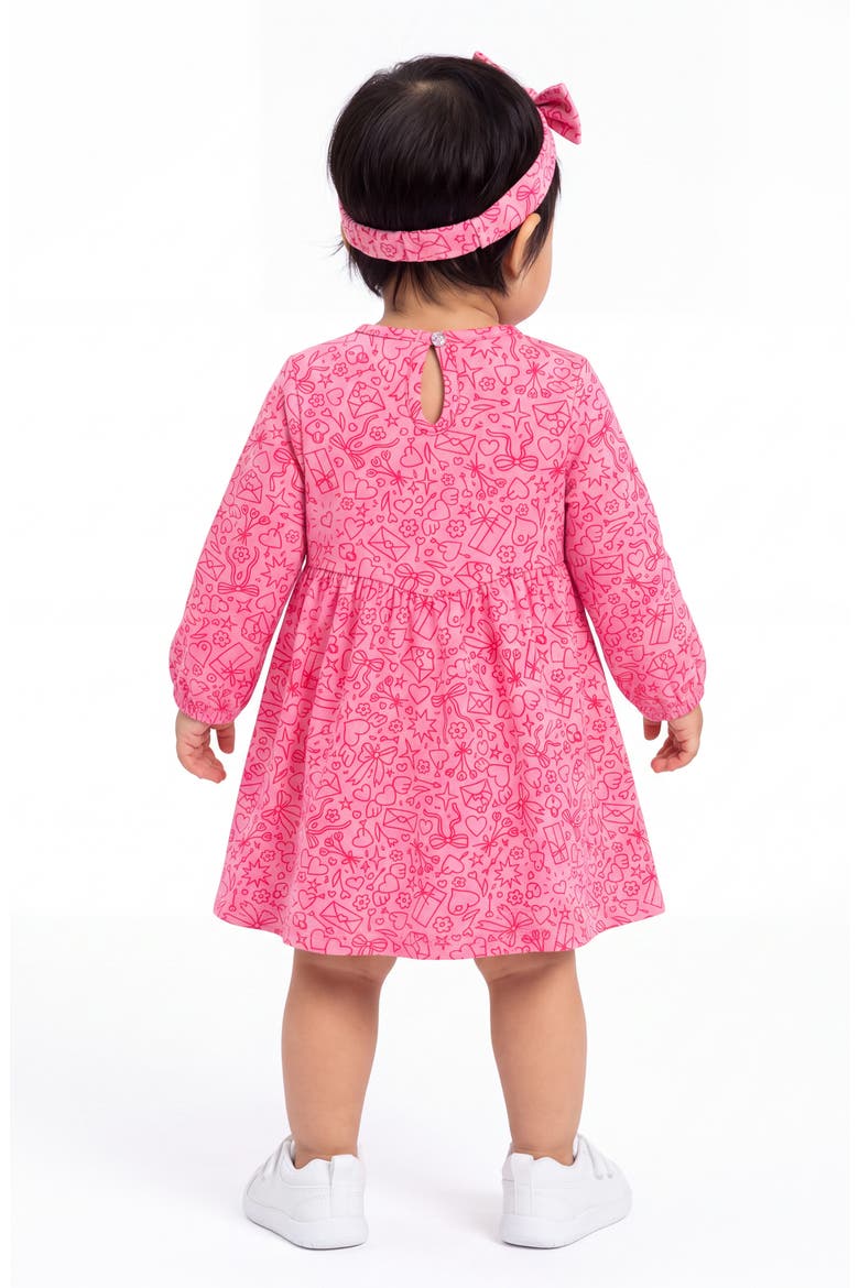 Kids' Long Sleeve Dress, Bloomers & Headband Set, Alternate, color, PINK VALENTINE