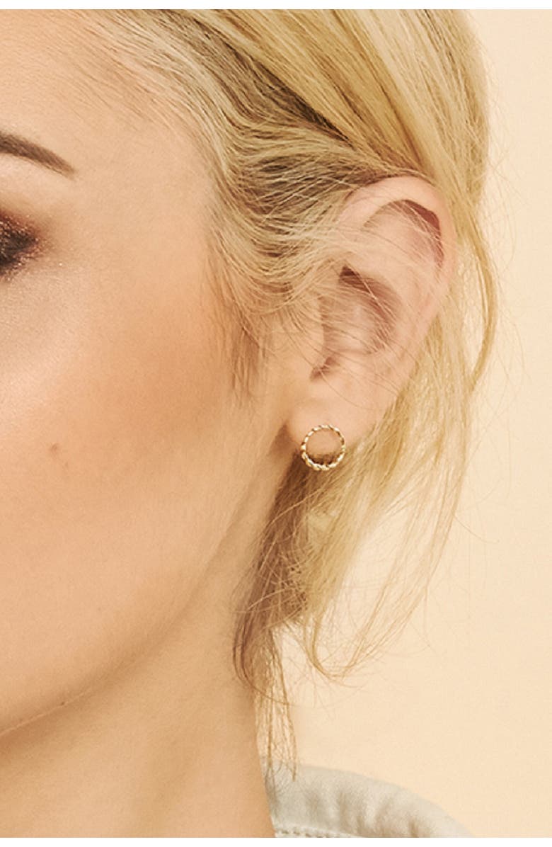 Oradina 14K Gold Caesar Stud Earrings, Alternate, color, Rose Gold