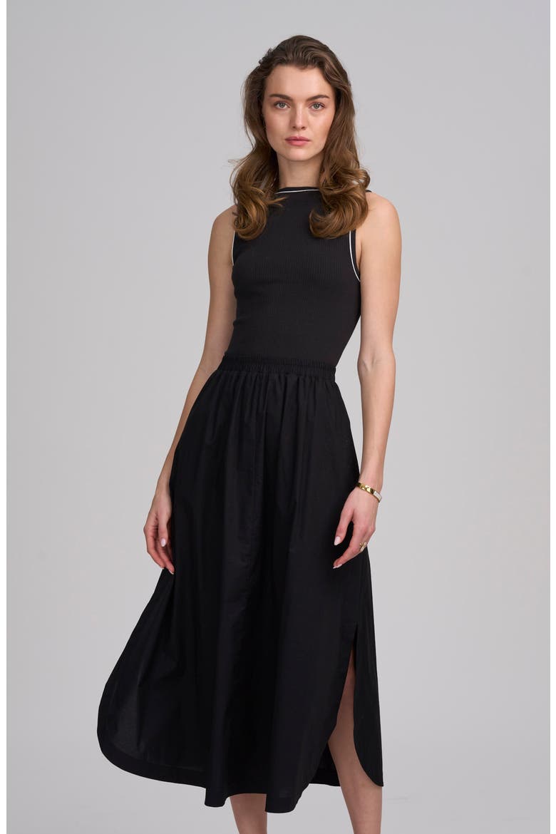 Mix Media Tank Dress, Alternate, color, BLACK IVORY