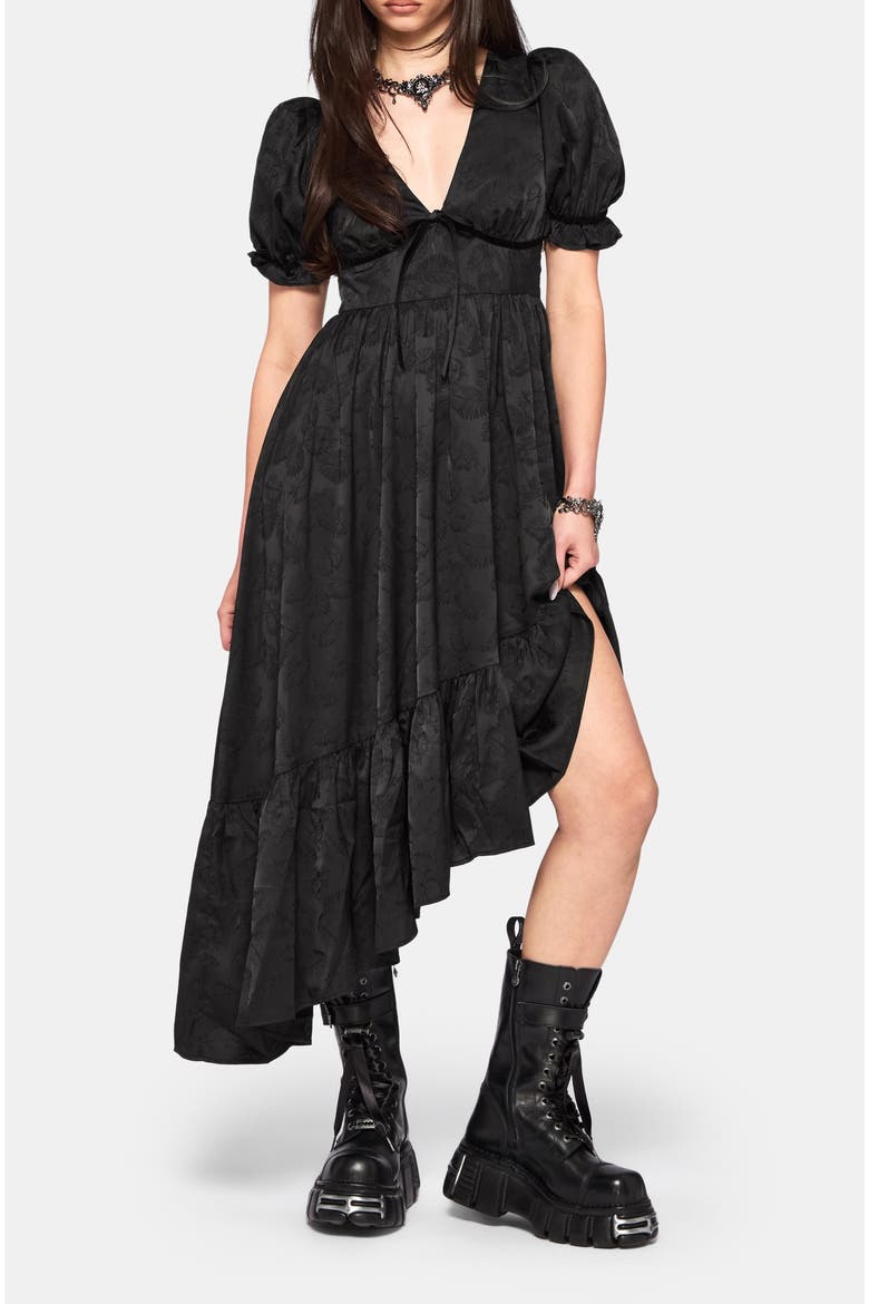 Elaria Jacquard Asymmetric Midaxi Dress, Alternate, color, Black