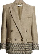 Stella McCartney Crystal Cage Oversize Herringbone Wool Blend Blazer