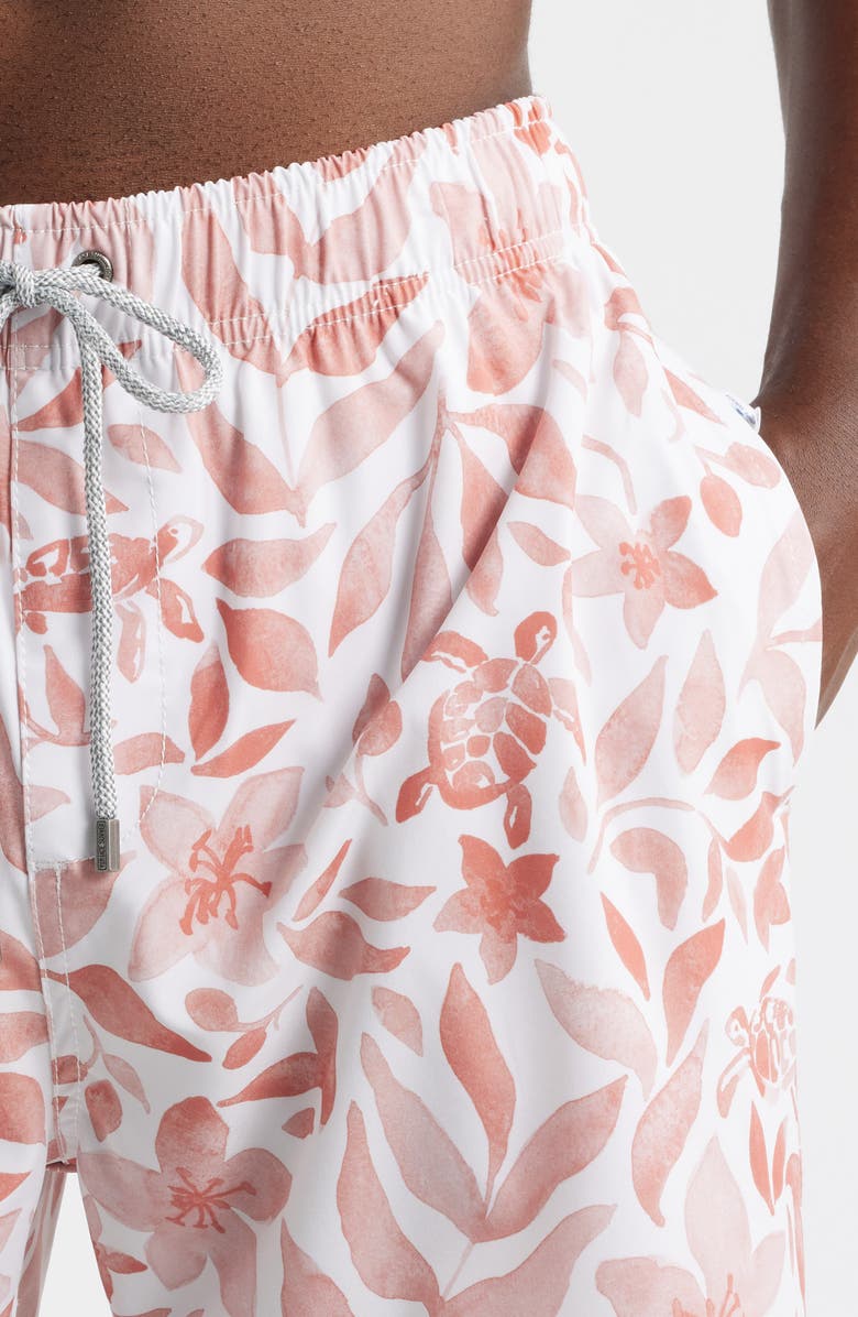 Vintage Summer Print Volley Swim Trunks, Alternate, color, Orange