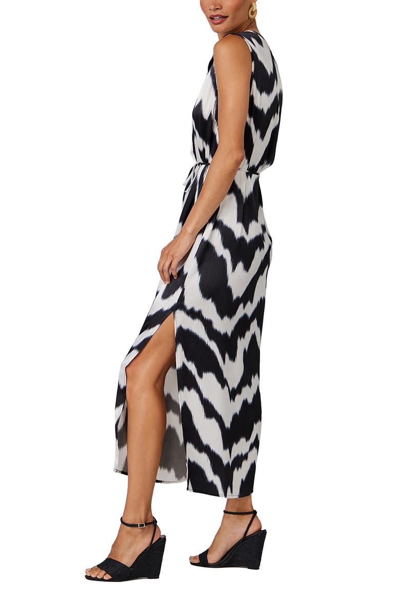 Sleeveless Belted Maxi Dress, Alternate, color, ABSTRACT IKAT PRINT