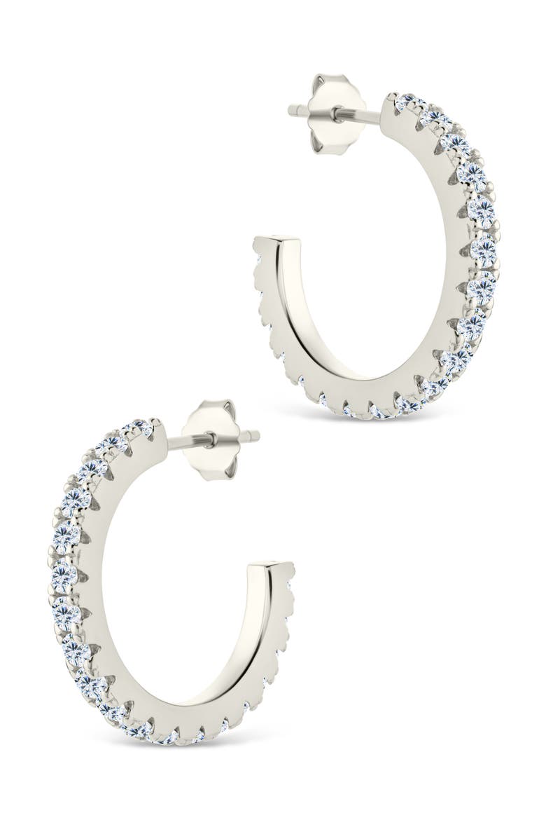 Eleri Cubic Zirconia Hoop Earrings, Alternate, color, SILVER