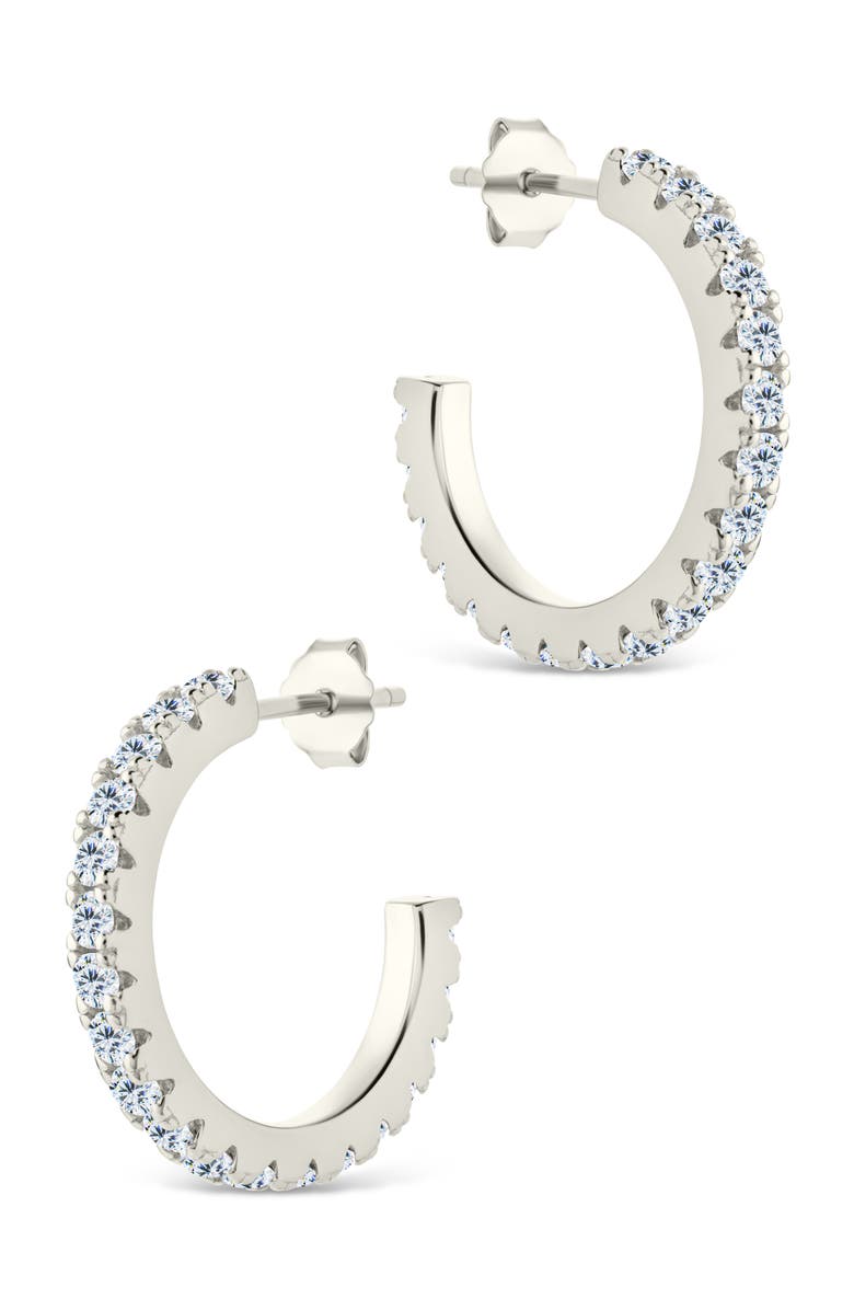 Sterling Forever Eleri Cubic Zirconia Hoop Earrings, Alternate, color, Silver