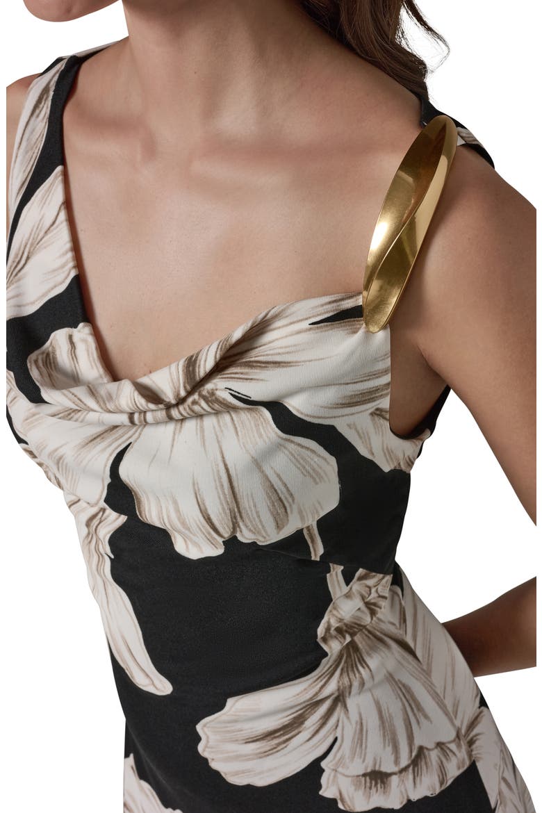 Floral Asymmetric Midi Dress, Alternate, color, BLACK MULTI