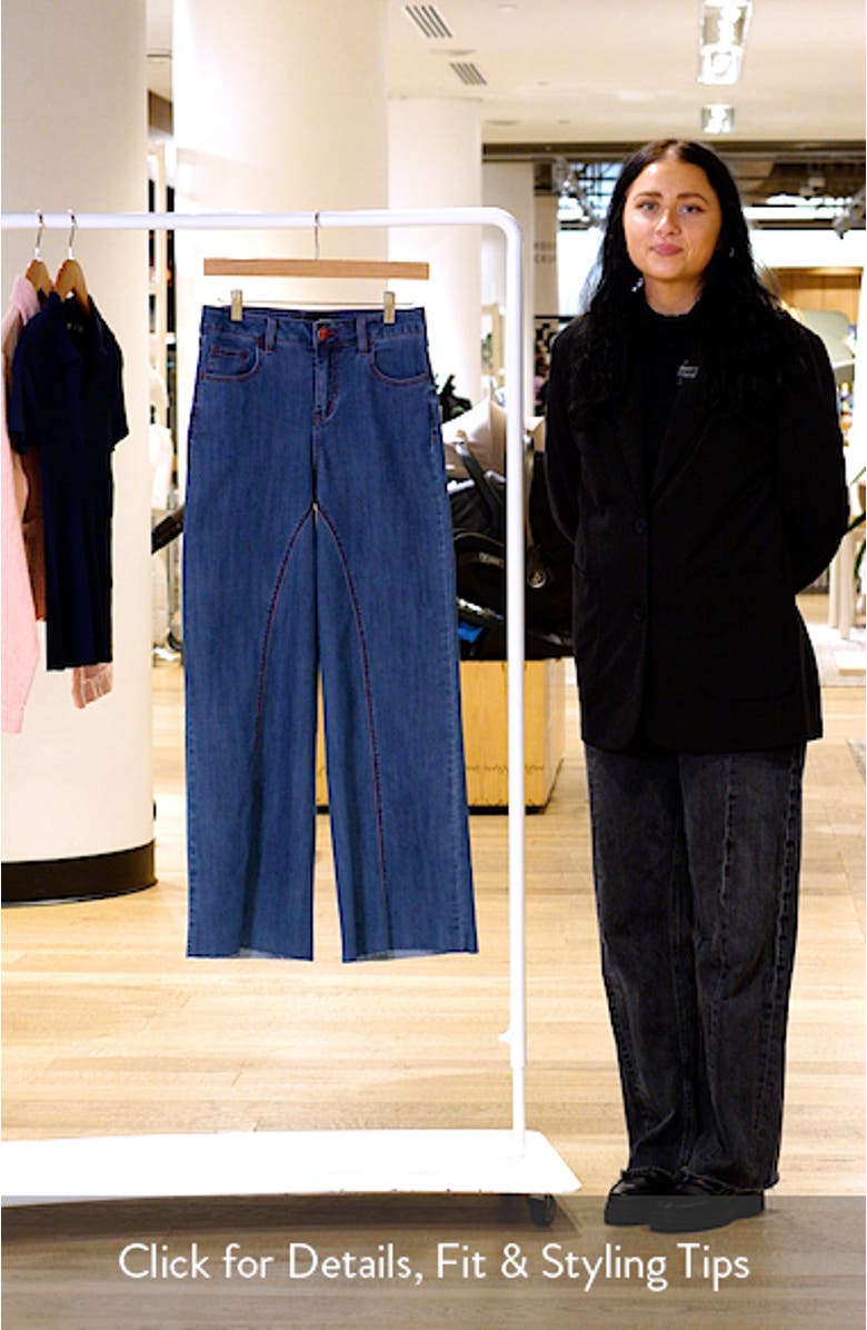 Seamed Raw Hem Wide Leg Jeans, sales video thumbnail