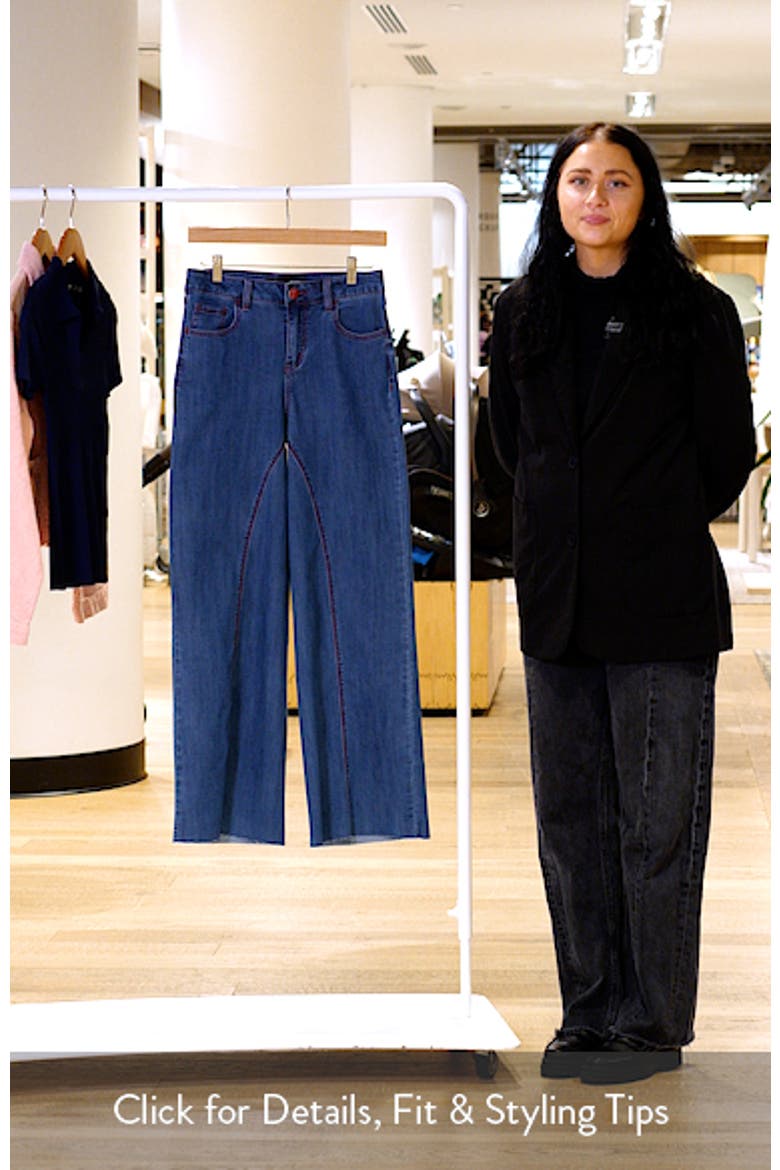 Seamed Raw Hem Wide Leg Jeans video