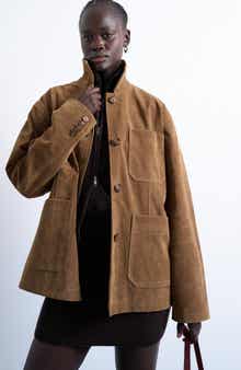 Topshop Faux Suede Shirt Jacket