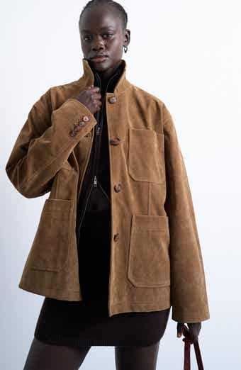 Topshop Faux Suede Shirt Jacket