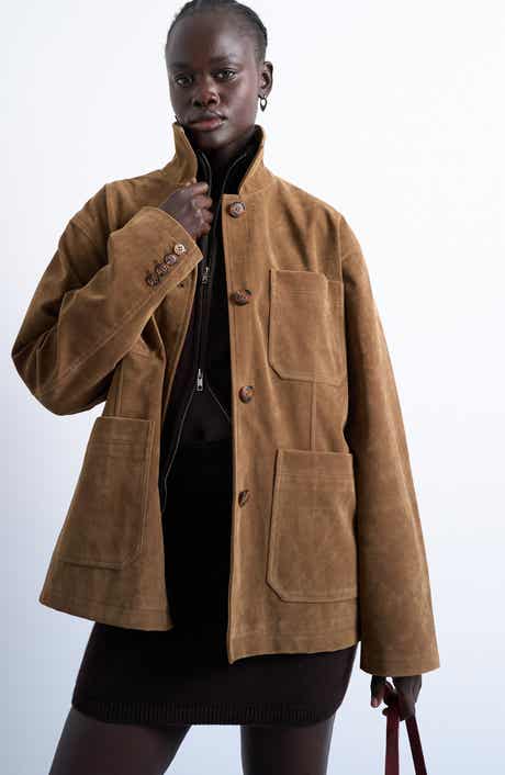 Topshop Faux Suede Shirt Jacket