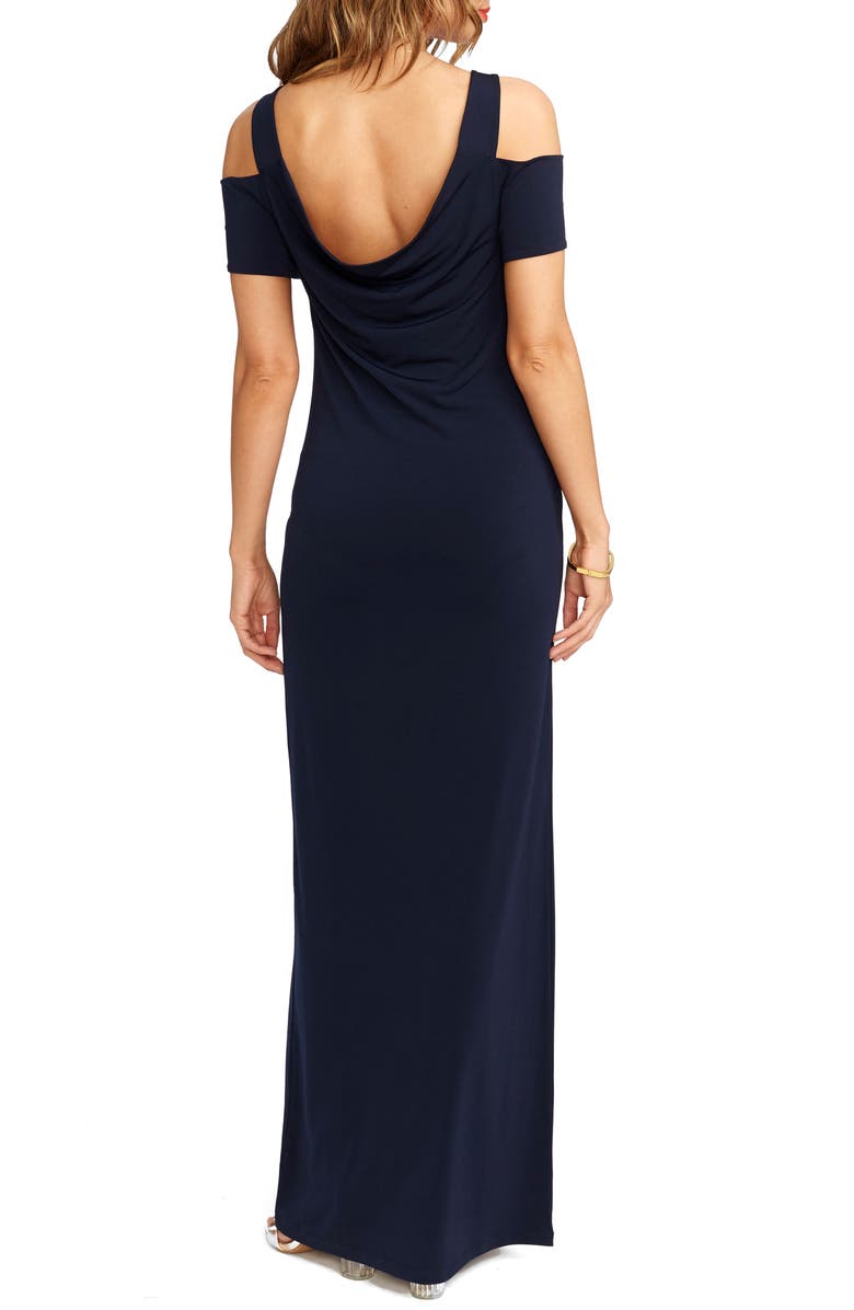 Rosie Pope Jillian Cold Shoulder Maternity Maxi Dress, Alternate, color, 