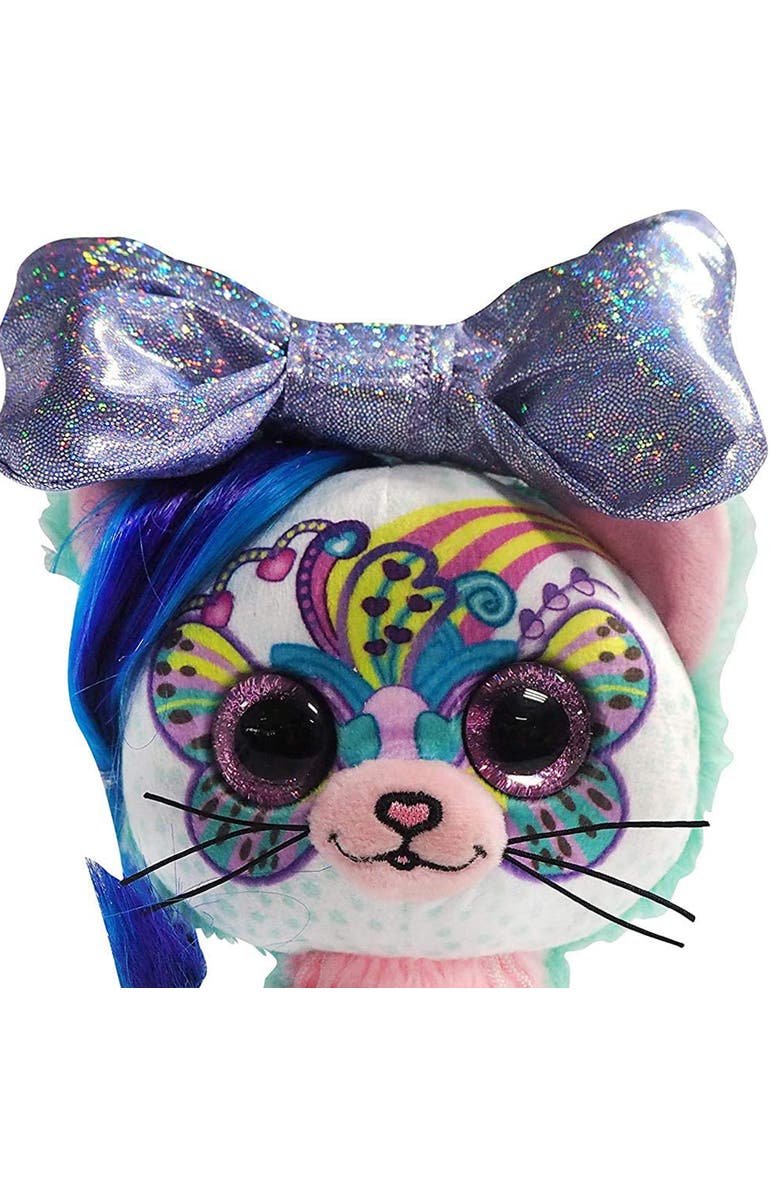 Little Bow Pets 6 Inch Plush Rainbow Bow Pet Cat, Alternate, color, Multicolored