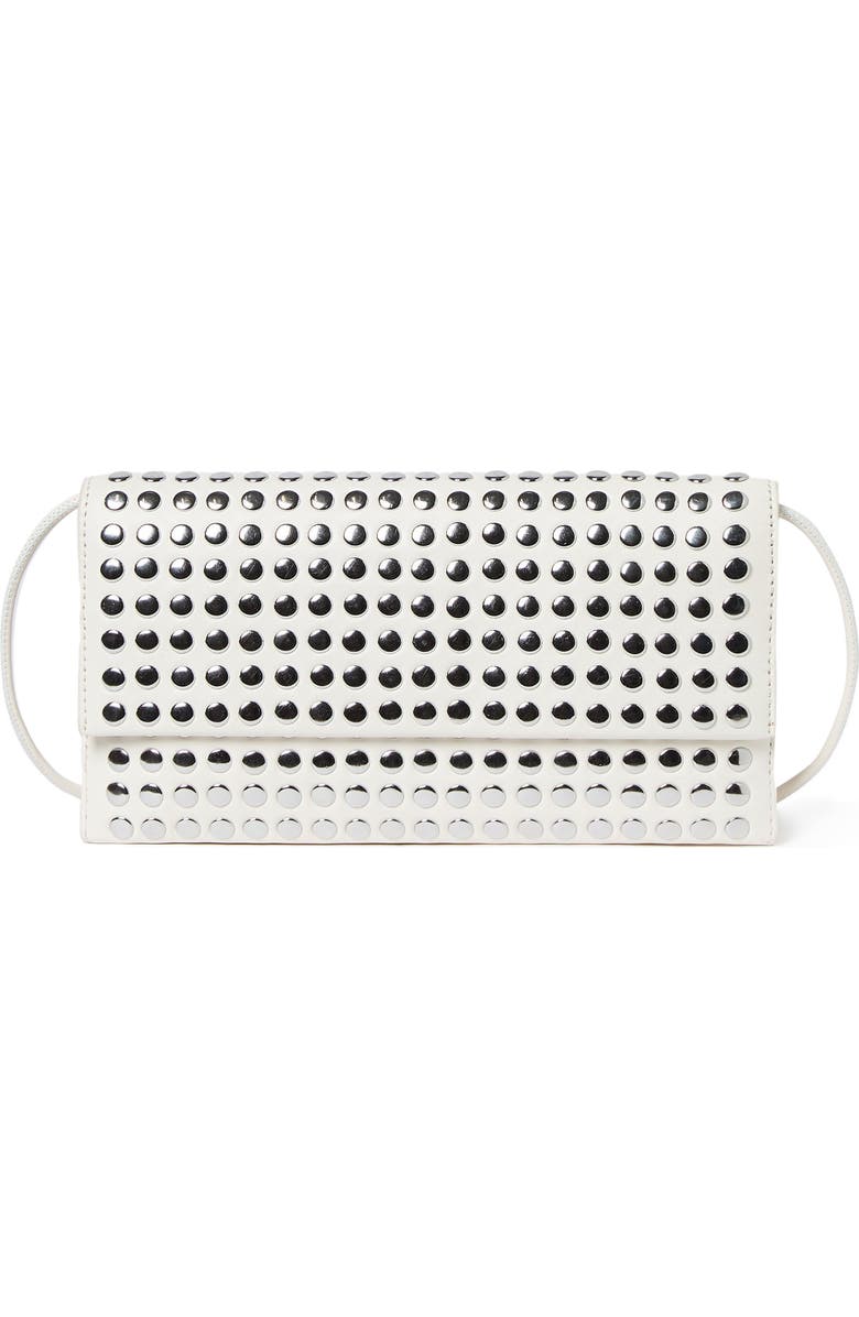 Loeffler Randall Charlee Flap Clutch, Main, color, Ecru/ Silver