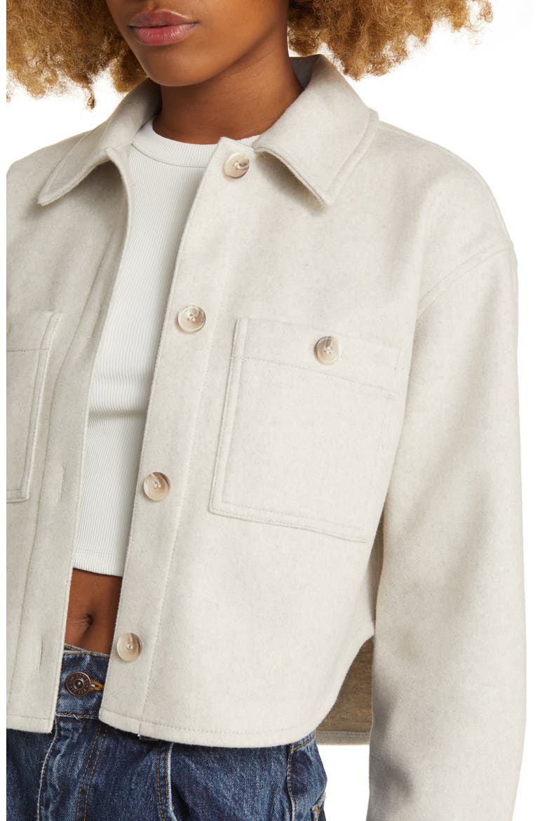 Crop Shacket, Alternate, color, OATMEAL HEATHER