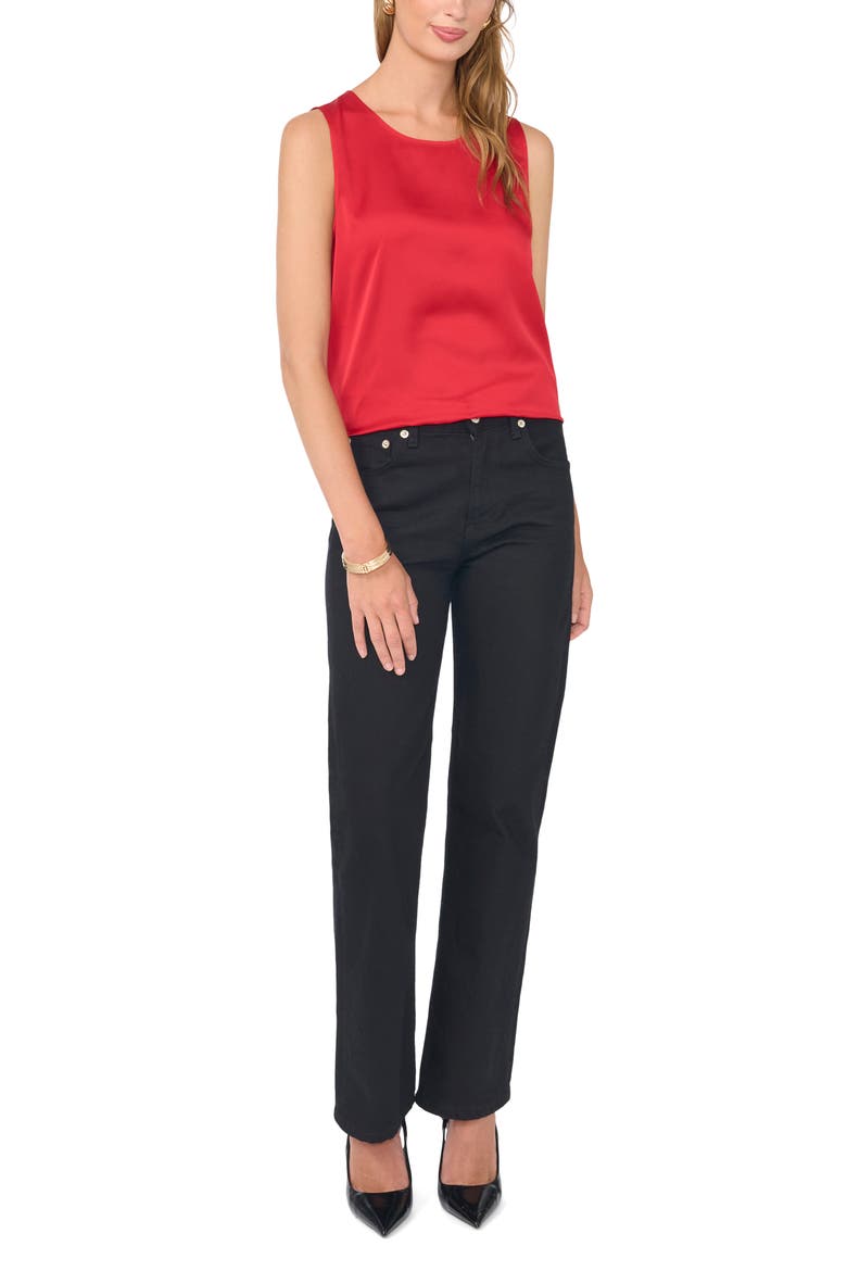 Satin Sleeveless Top, Alternate, color, ALLURE RED