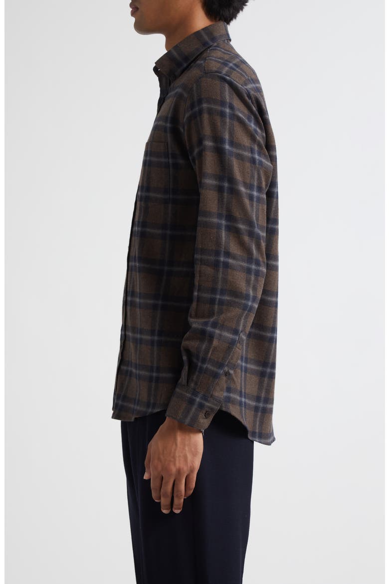 Check Brushed Cotton Flannel Button-Down Shirt, Alternate, color, BARK CHECK