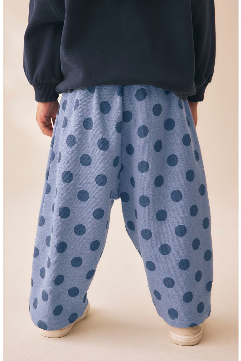 Kids' Polka Dot Barrel Leg Cotton Pants, Alternate, color, BLUE