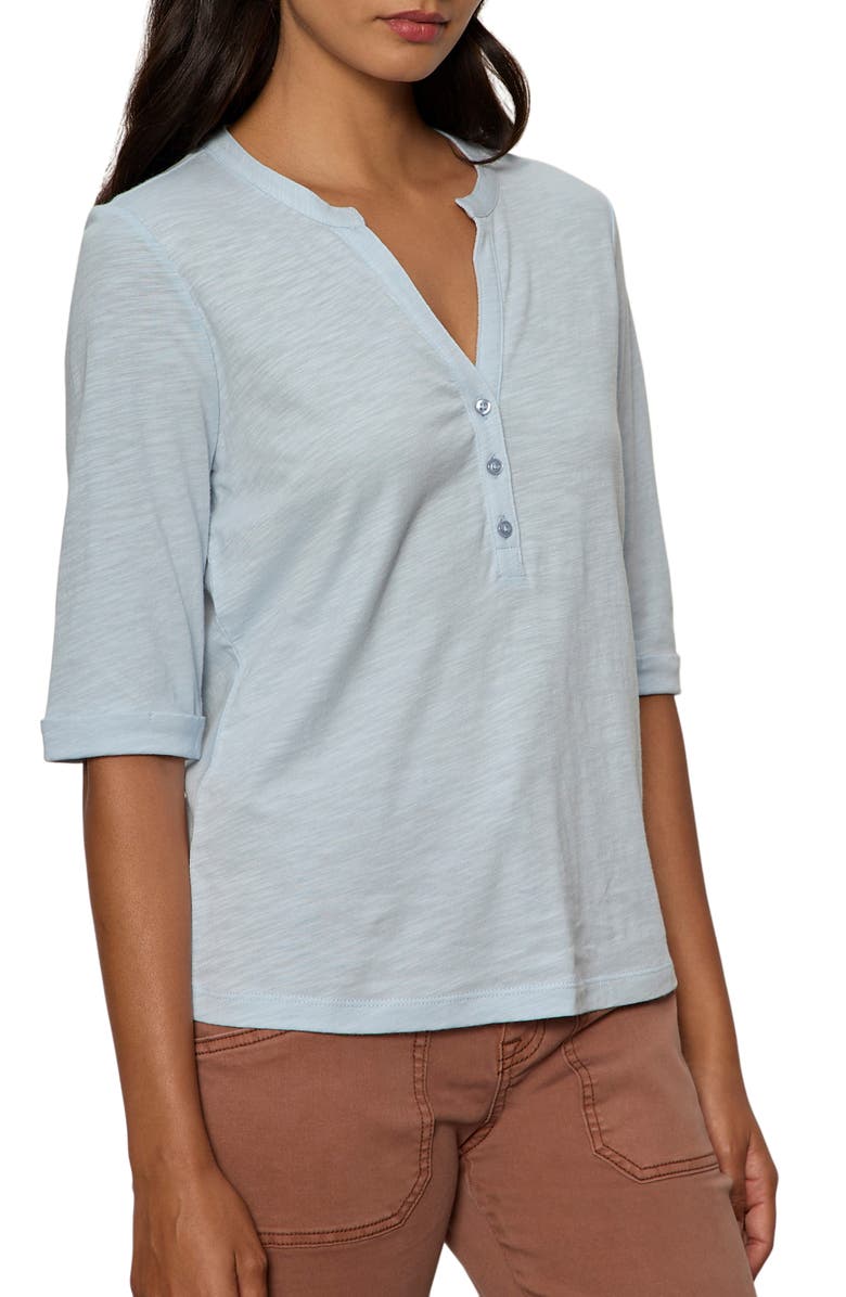 Sanctuary Rolled Sleeve V-Neck T-Shirt, Alternate, color, Blue Aura