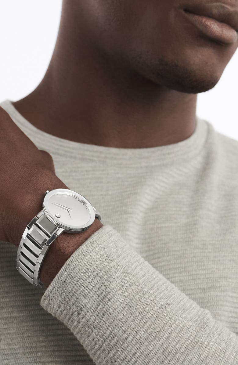 Movado Sapphire Bracelet Watch, 39mm, Alternate, color, Silver