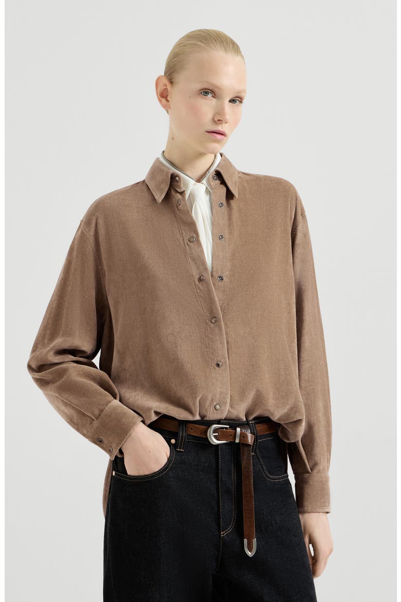 Fluid corduroy shirt, Main, color, Espresso