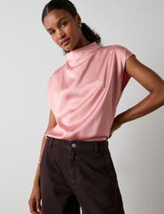 Whistles Cowl Neck Satin Halter Top
