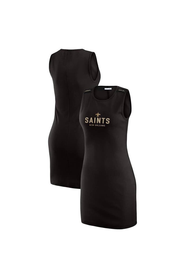Women's WEAR by Erin Andrews x Gracie Hunt Black New Orleans Saints Ribbed Tank Dress, Main, color, Black