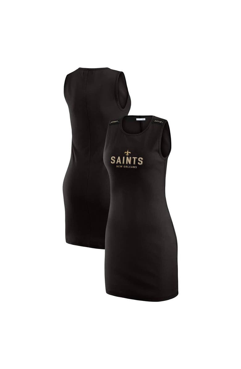 WEAR by Erin Andrews Women's WEAR by Erin Andrews x Gracie Hunt Black New Orleans Saints Ribbed Tank Dress, Main, color, Black