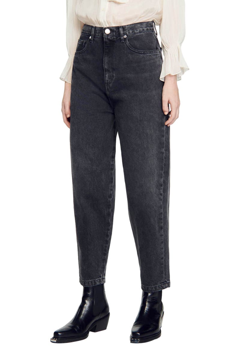 SANDRO Rawy High Waist Tapered Leg Jeans, Main, color,