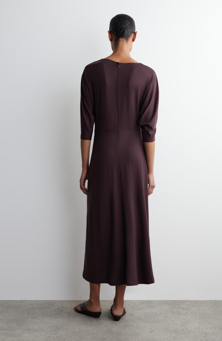 COS Ruched Waist Midi Dress, Alternate, color, Red Dark