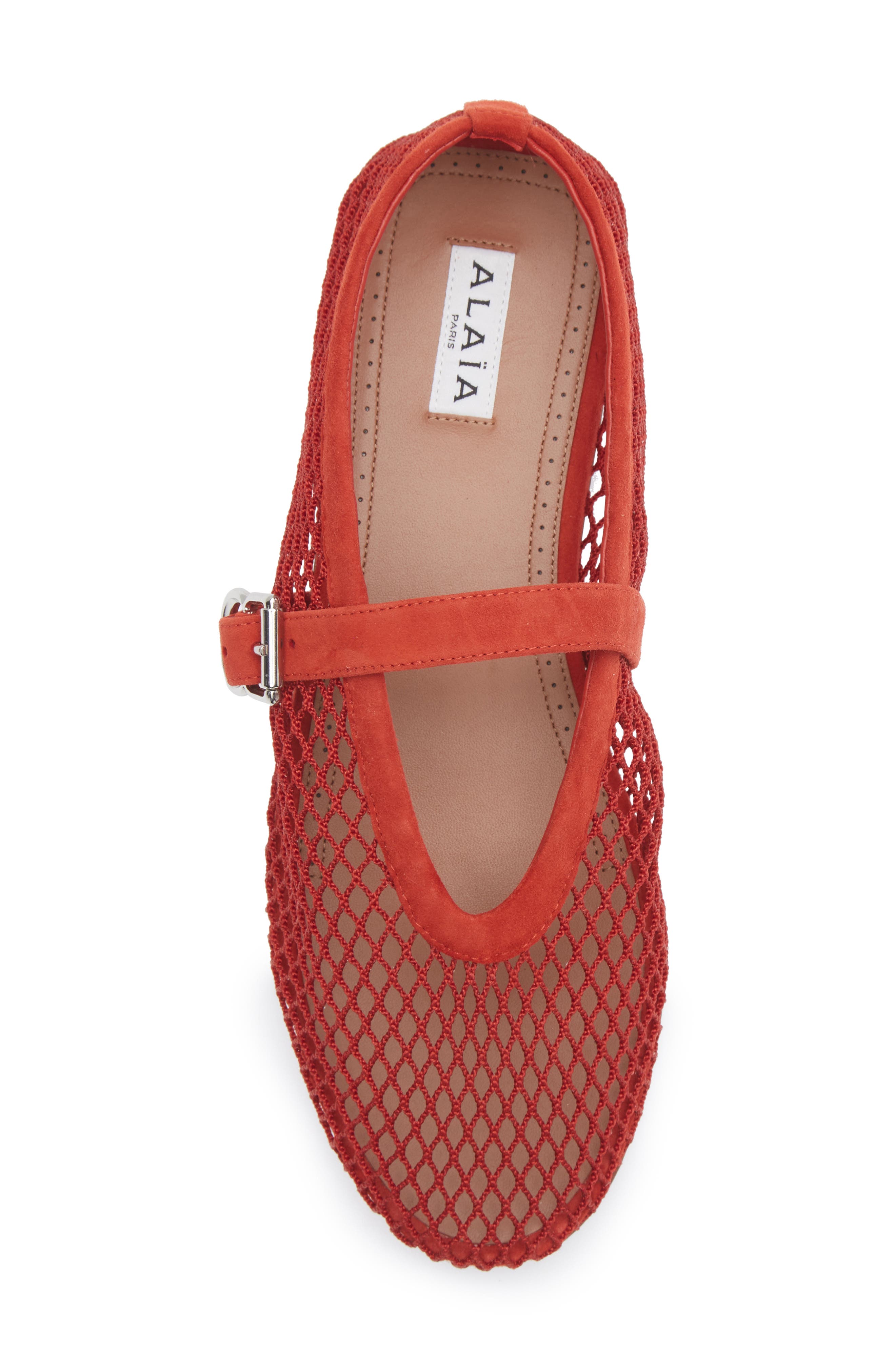 Alaïa Mesh Ballet Flat, Alternate, color, Orange Brule