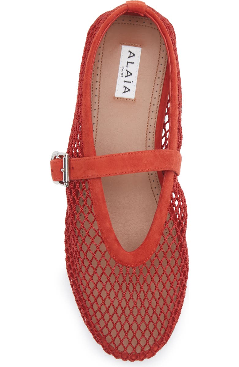 Alaïa Mesh Ballet Flat, Alternate, color, Orange Brule