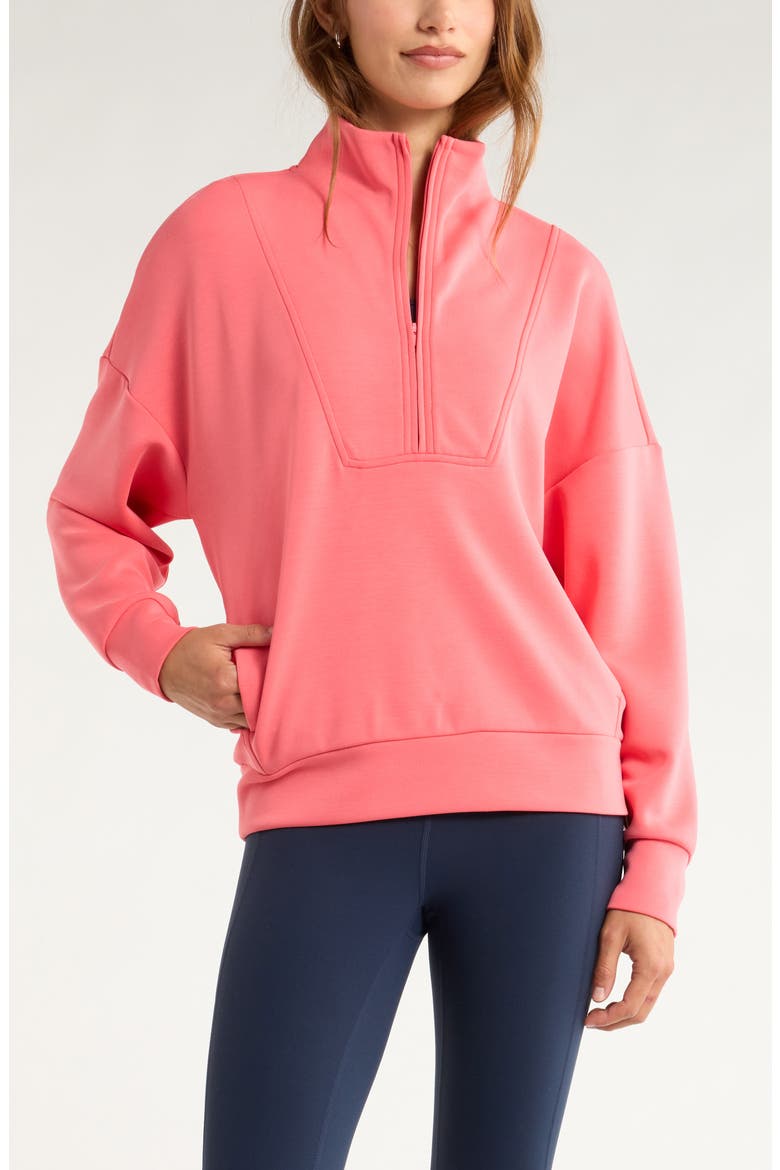 Soft Luxe Half Zip Pullover, Main, color, CORAL SHARON
