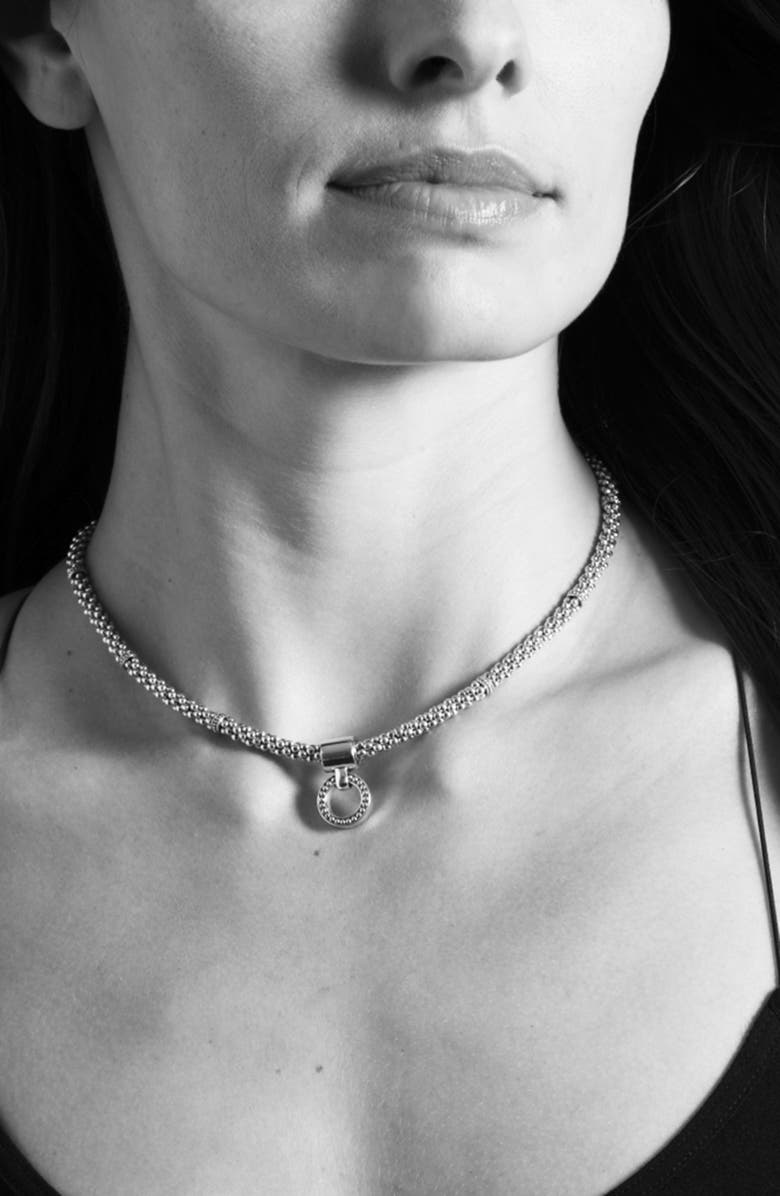 LAGOS 'Enso' Pendant Caviar Rope Necklace, Alternate, color, Silver