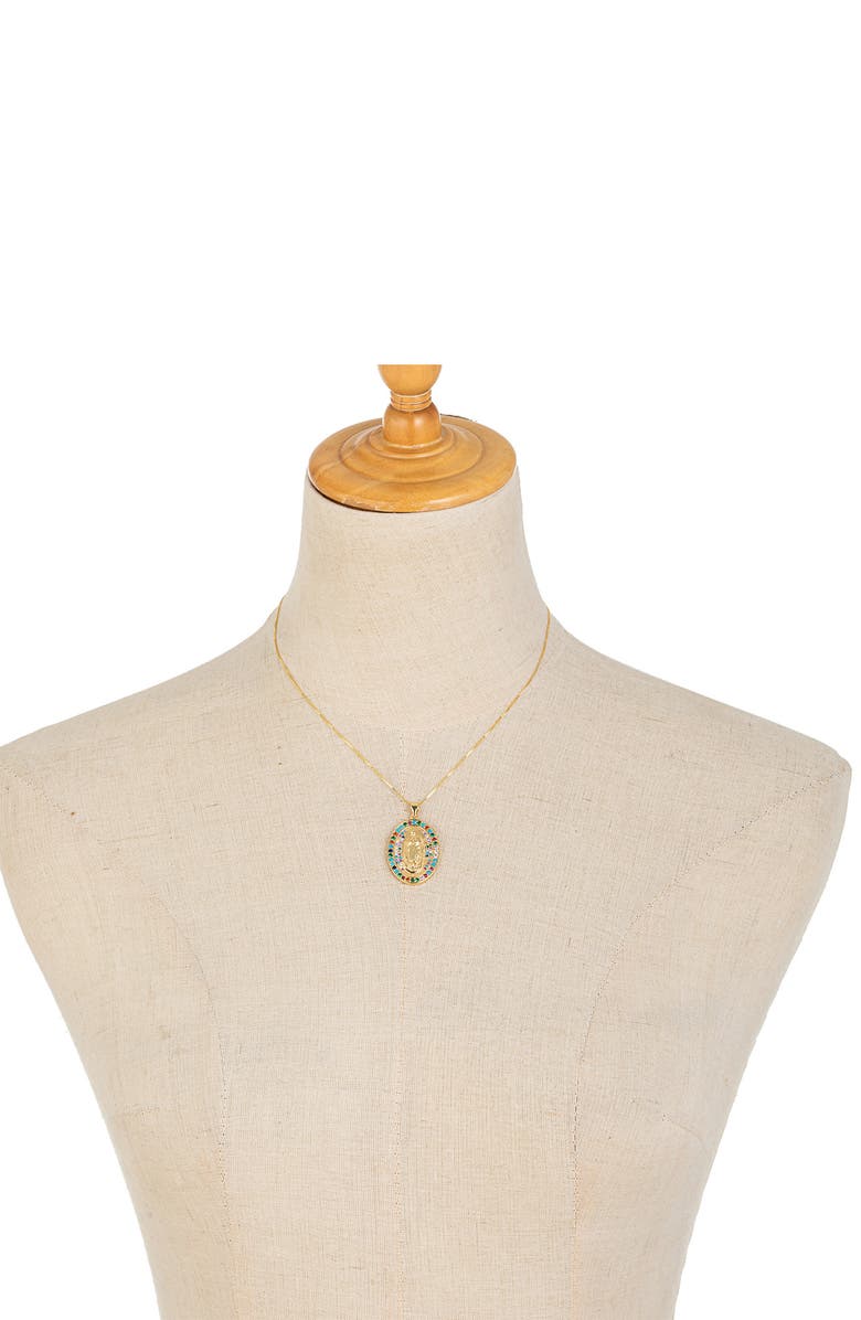 EYE CANDY LOS ANGELES Gold Plate Colorful CZ Virgin Mary Pendant Necklace, Alternate, color, Gold